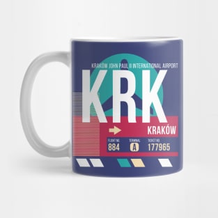 Krakow, Poland (KRK) Airport Code Baggage Tag E Mug